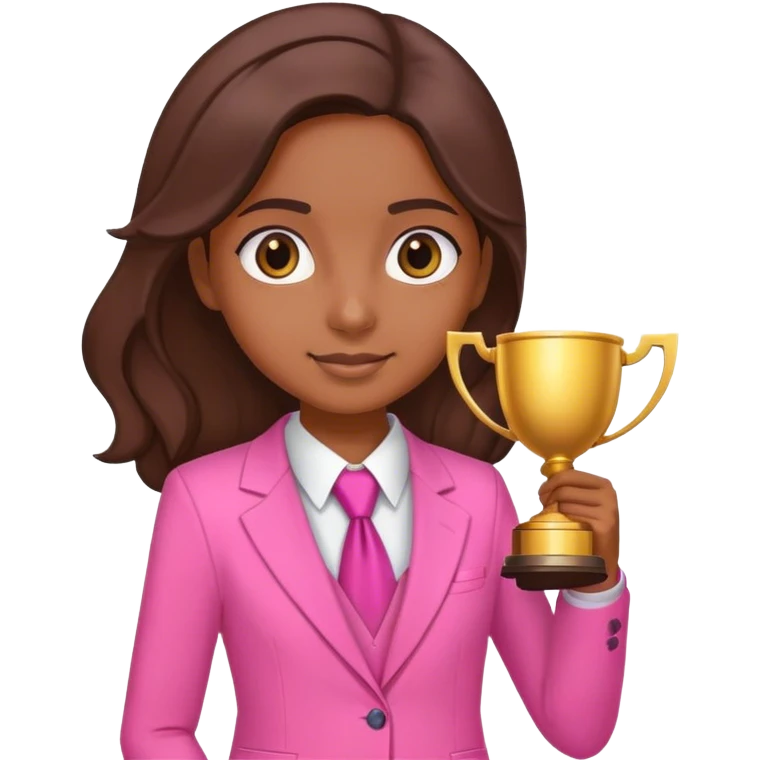 Brune girl pink suit trophy emoji