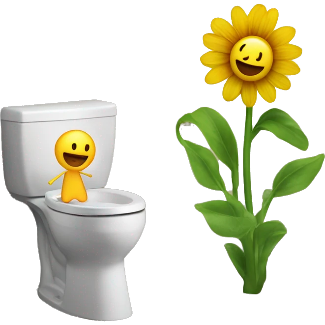a flower dancing with mewing man while skibidi toilet is singing emoji