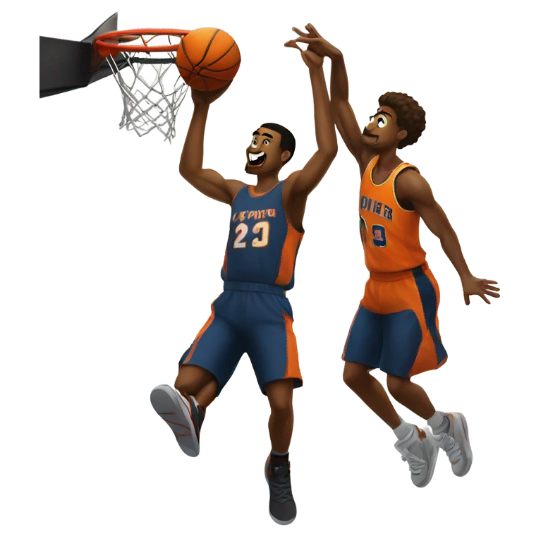 Me crossing up my friend in basketball and dunking on him emoji