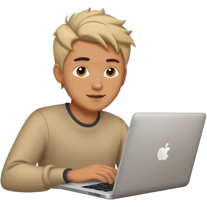 man with laptop, different hair style. emoji