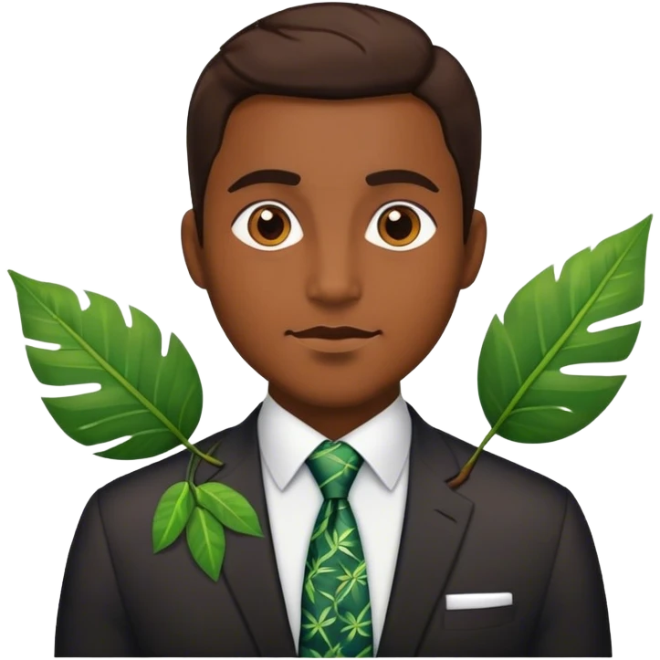 man tie with leaf emoji