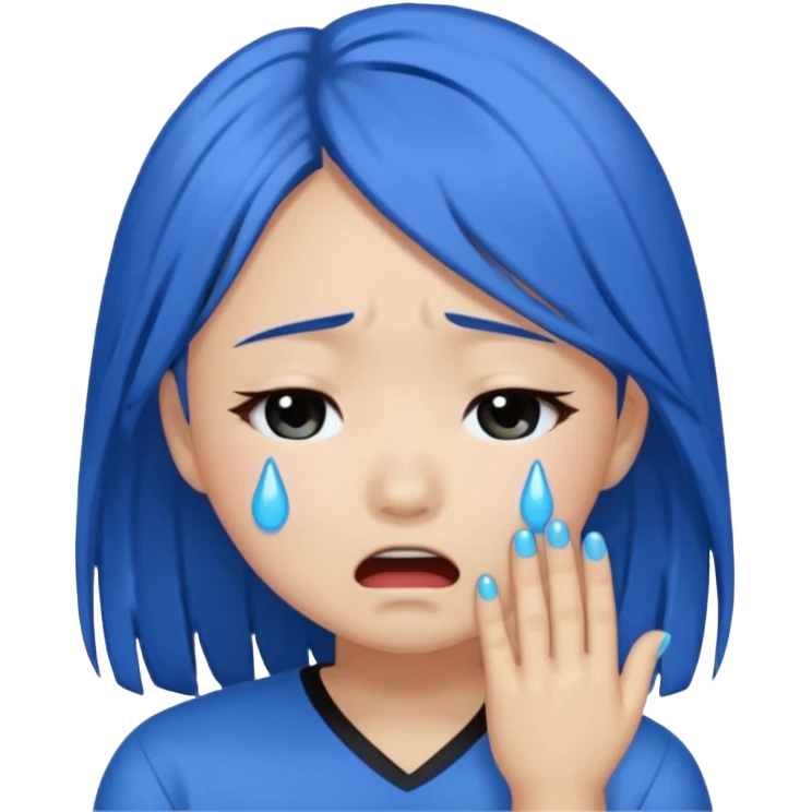 Asian girl crying more like this 😭 make the tears blue make the hair black all of the hair black emoji