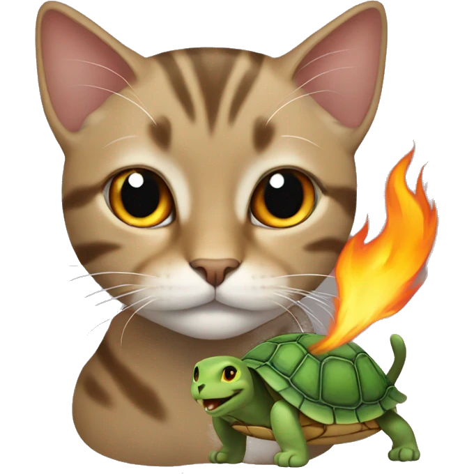 cat mix with turtle and fire emoji