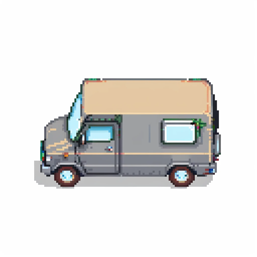 basic courier truck from side angle, few pixels emoji