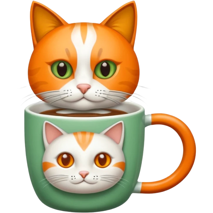 Gato naranja tomando café frio emoji