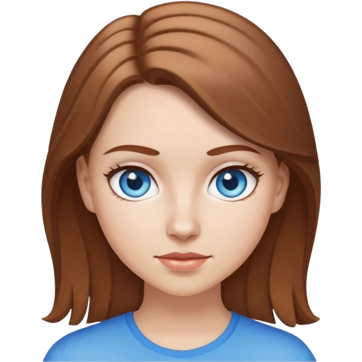 Fille blanche cheveux châtain yeux bleu  emoji