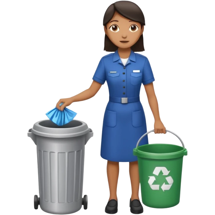 full body housekeeper putting trash in the trash can emoji