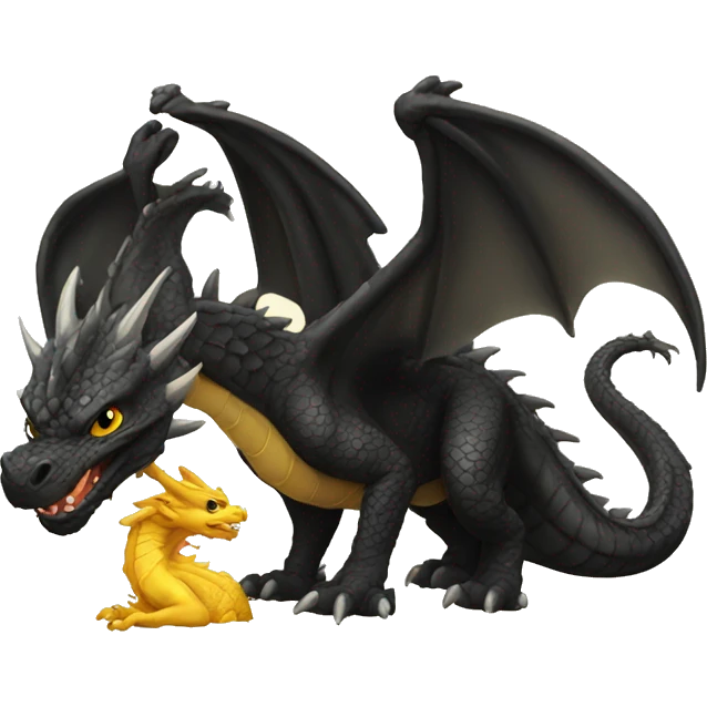 Big black Dragon with Little golden Dragon  emoji