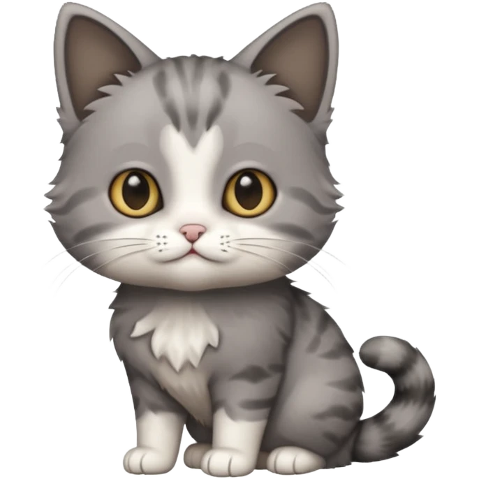 full body small short hair dark grey and white cat emoji