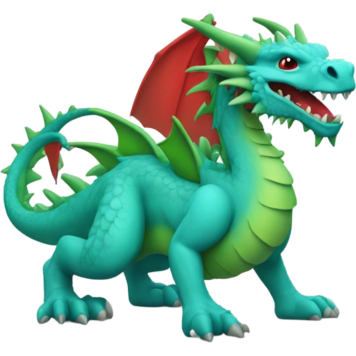Cyan dragon with green spikes and red roes emoji