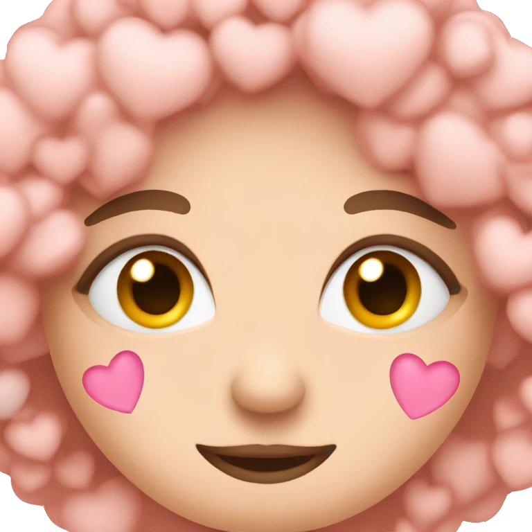 Blush emoji with hearts around emoji