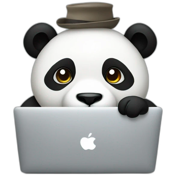 Panda using macbook emoji