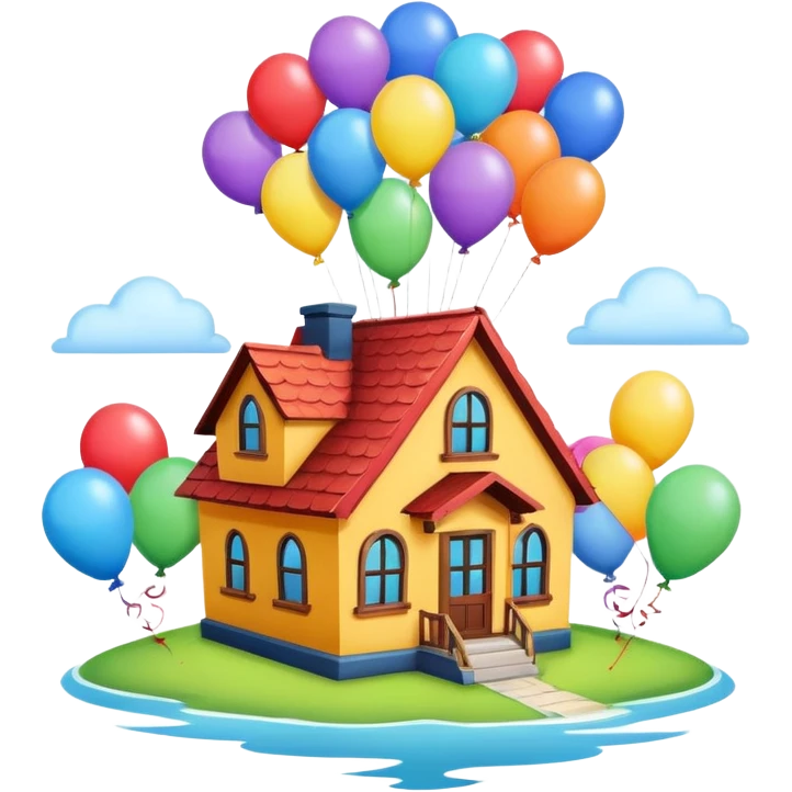 house with balloons on top emoji