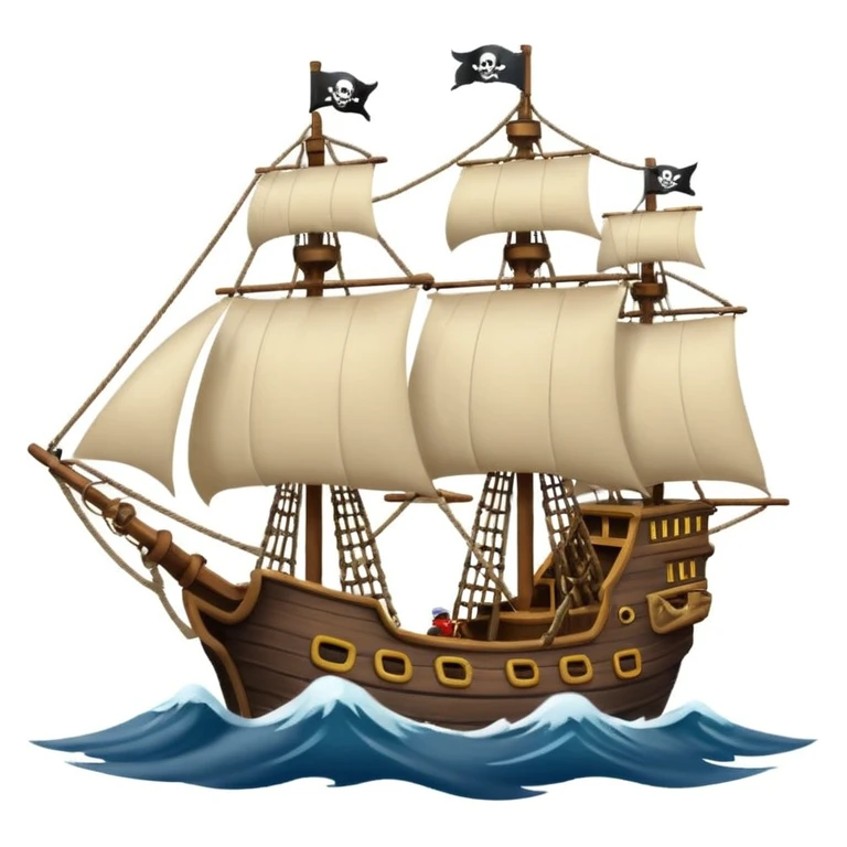 pirate sailing a ship in strome sea background emoji