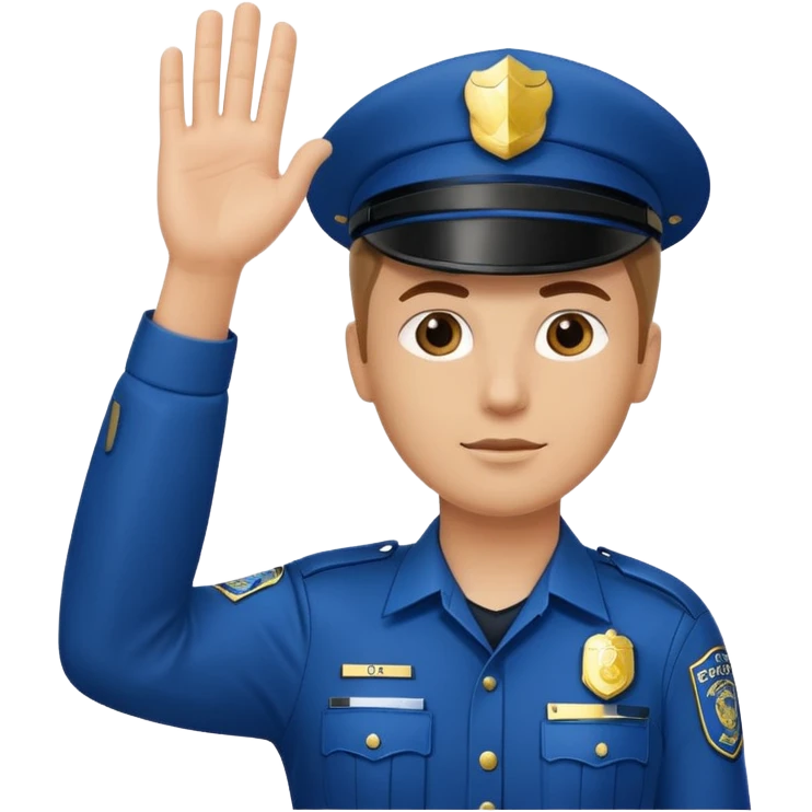 a white police man with one hand up telling the traffic to stop, hand a bit low emoji