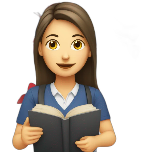 English teacher female with English book and use flag emoji