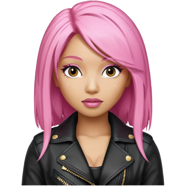 Nicki Minaj pink hair wear leather jacket emoji