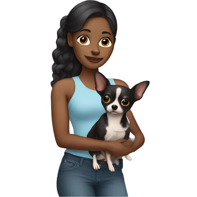 Black woman holding a chihuahua  emoji