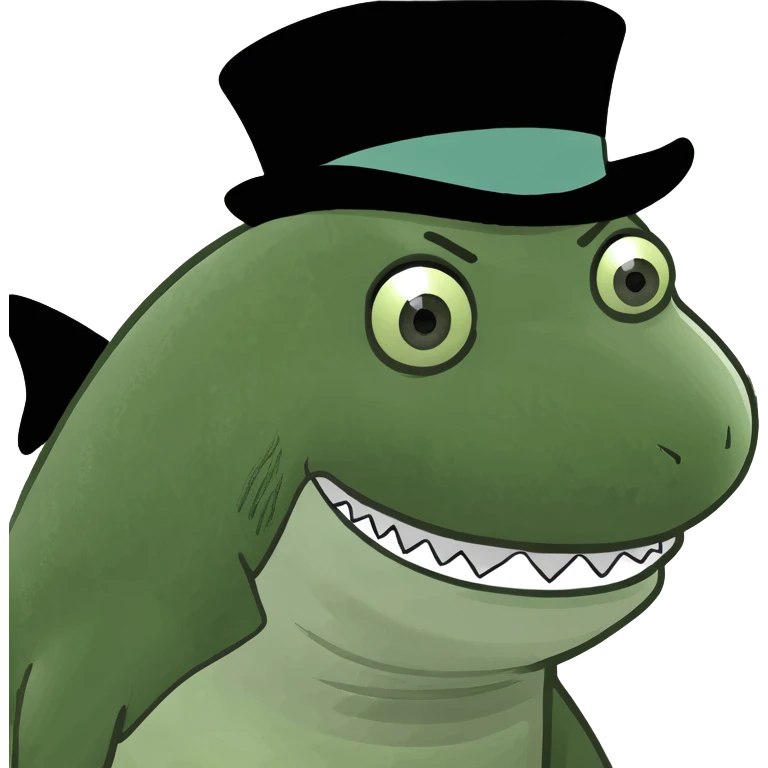 Shark with a top hat emoji