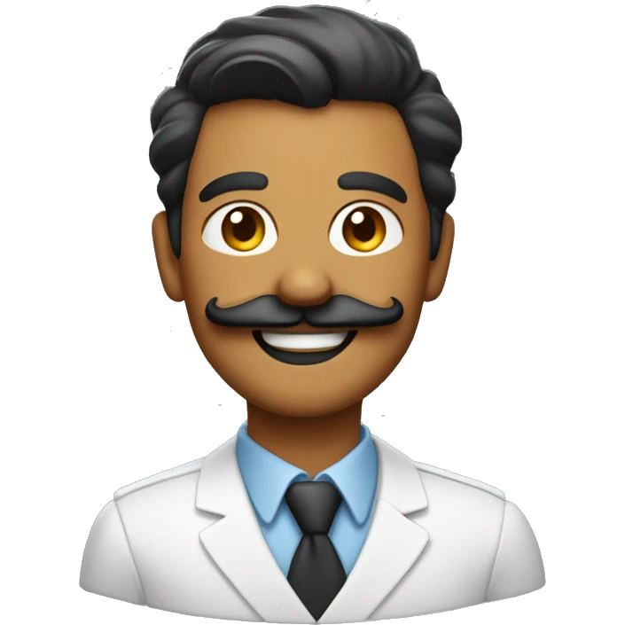 a stylized man with a prominent and well-groomed mustache, wearing a confident smile.  emoji