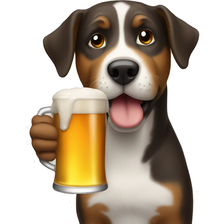 A dog drinking a beer emoji