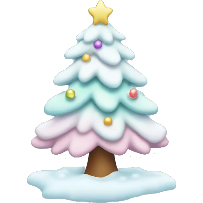 Cute pastel christmas tree covered in snow emoji
