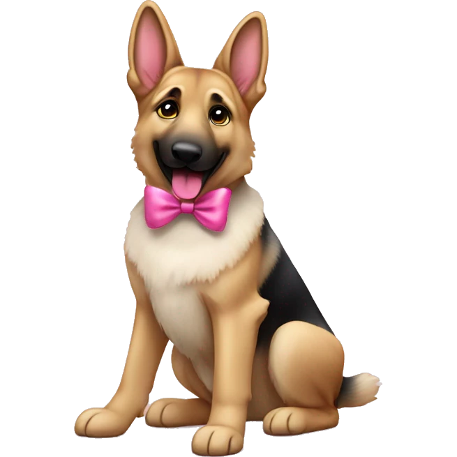 Whit German shepherd with pink bow doing tricks  emoji