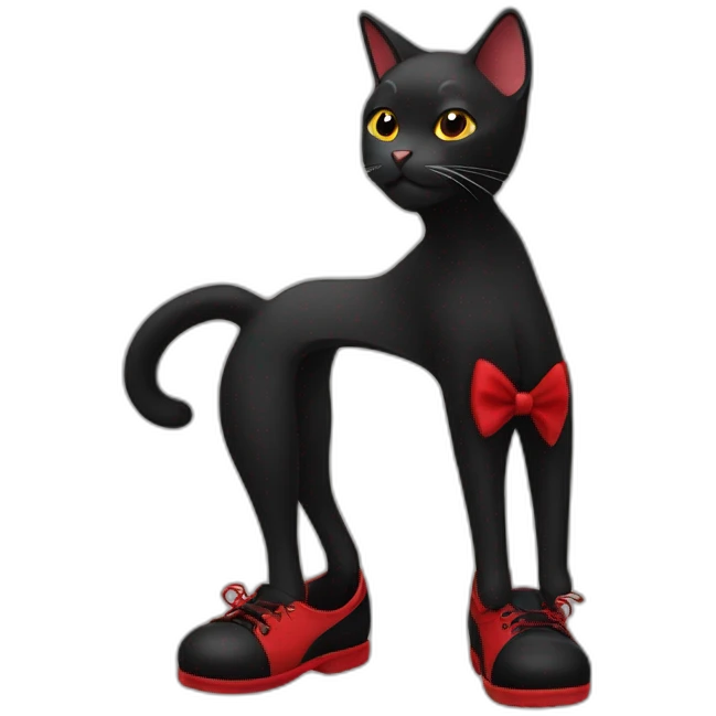 A Black cat with red shoes emoji