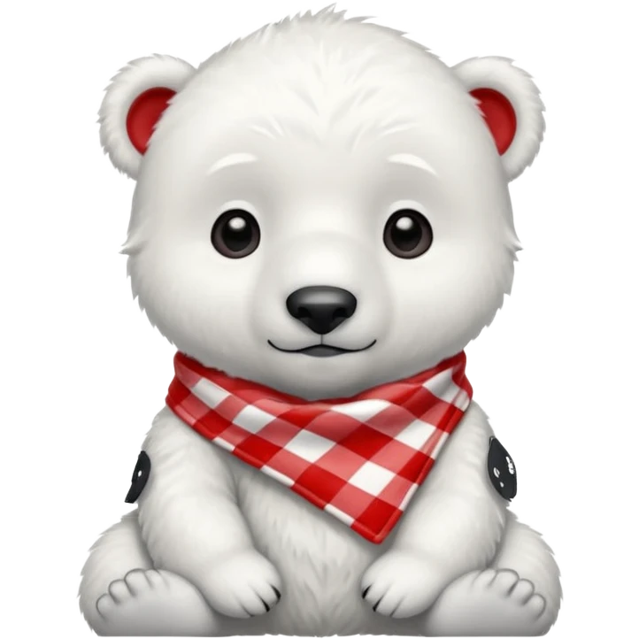 baby polar bear wearing a red and white checkered Neckerchief emoji