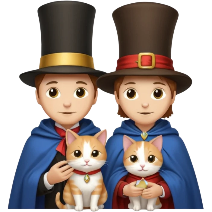 magician couple and their pet cat emoji