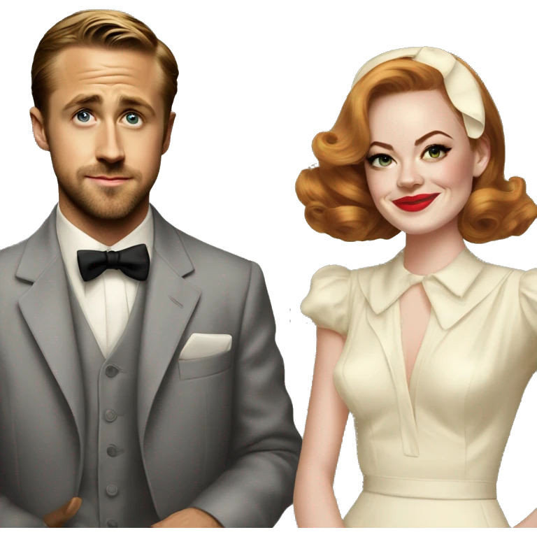Ryan gosling and Emma stone 1940s party emoji