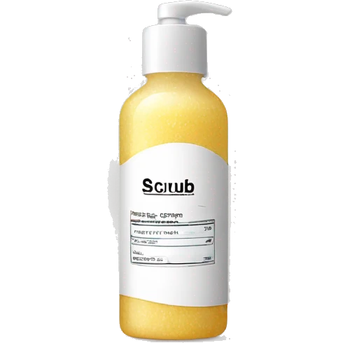 facial scrub bottle with label emoji