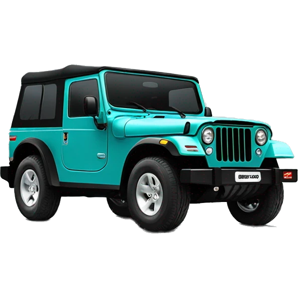 Mahindra thar aquamarine color black top emoji