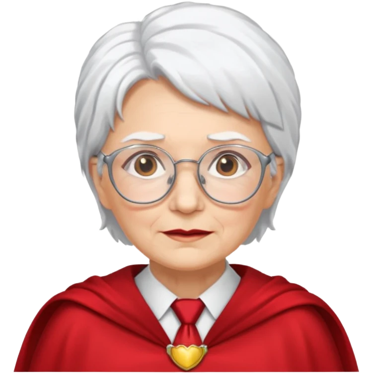 An older woman with glasses and white hair, in a red tie and cape (might resemble Professor McGonagall). emoji