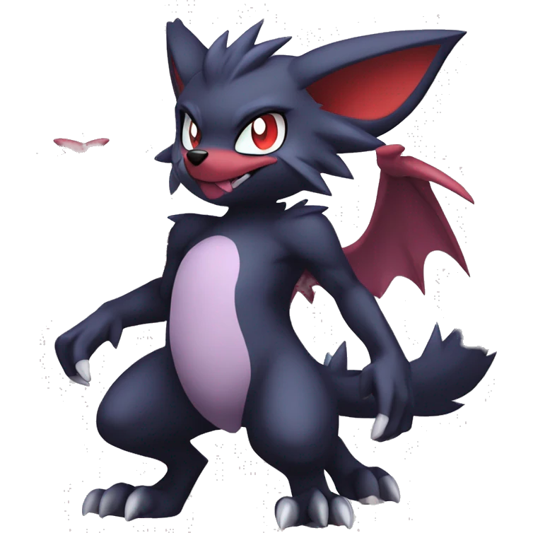  Kawaii Cool Anime Nargacuga-Noivern-Noibat-Litten-Zorua-Zoroark-Fakemon-fusion full body emoji