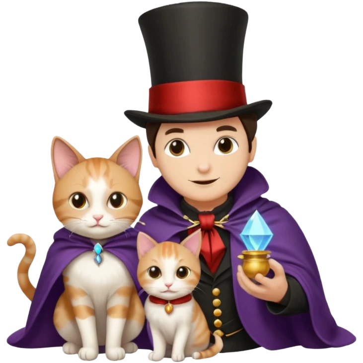 magician couple and their pet cat emoji