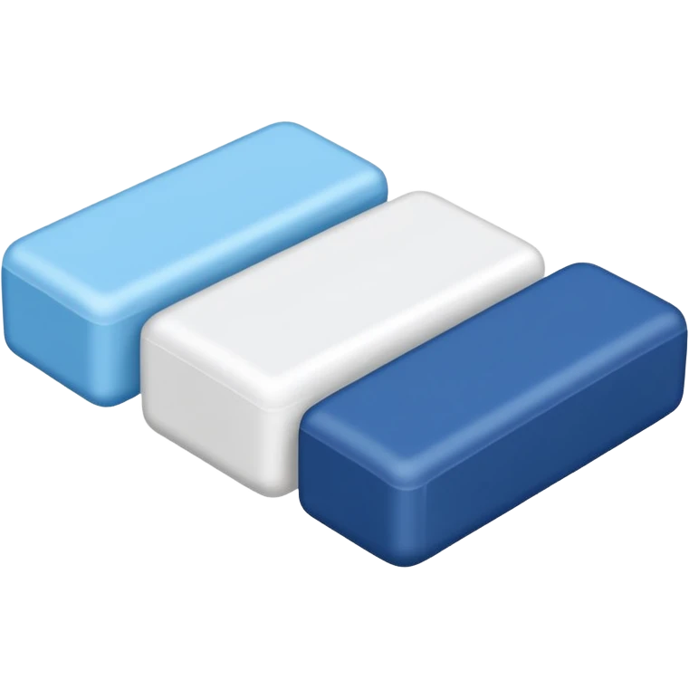 A single white eraser with dark blue and light blue wrapper emoji