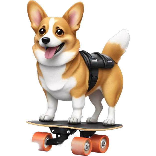 corgi with a roller skates emoji