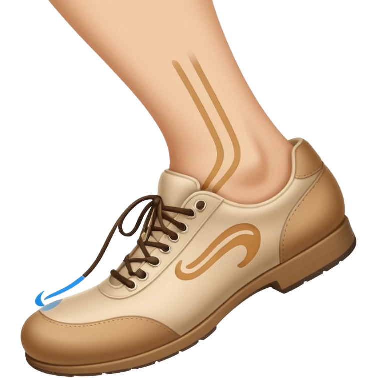 a shoe with a foot inside, stepping and showing a clear shoe print below. and leg with motion line







 emoji