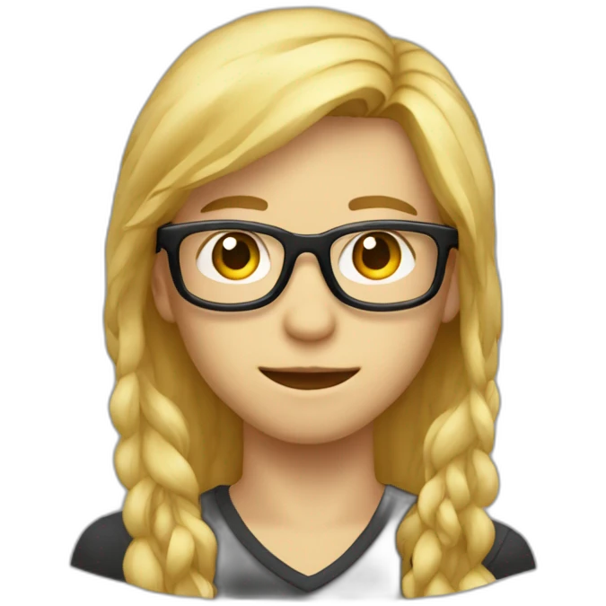 garçon avec des cheveux long blond des yeux bleux et des lunette noir emoji