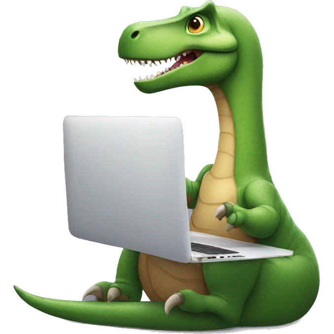 dinosaur working on macbook emoji