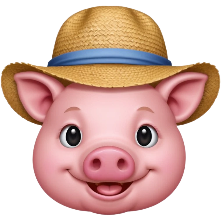 Farmer Pig – pink pig wearing straw hat and smiling emoji