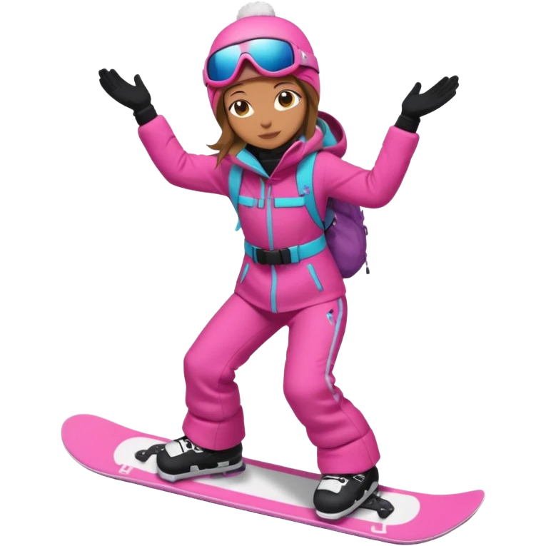 A snowboarder girl in a pink kosume full body emoji