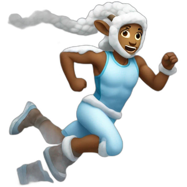 an aries running under snow emoji