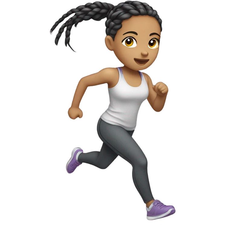 Light skin girl with braids running  emoji