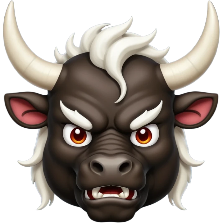 black angry powerful with white horns bull emoji emoji