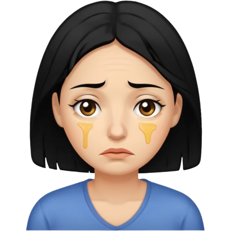 Tired overwhelmed mama black hair dark brown eye black hair  emoji