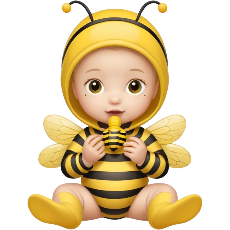 baby girl with pacifier dressed as a bee emoji