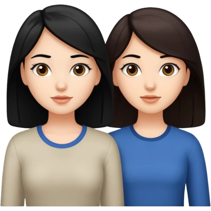 Love your sister two white girls one with black hair one with brown hair emoji