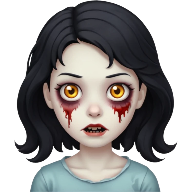 garota zumbi com cabelo preto ondulado emoji